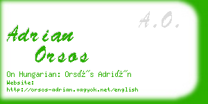 adrian orsos business card